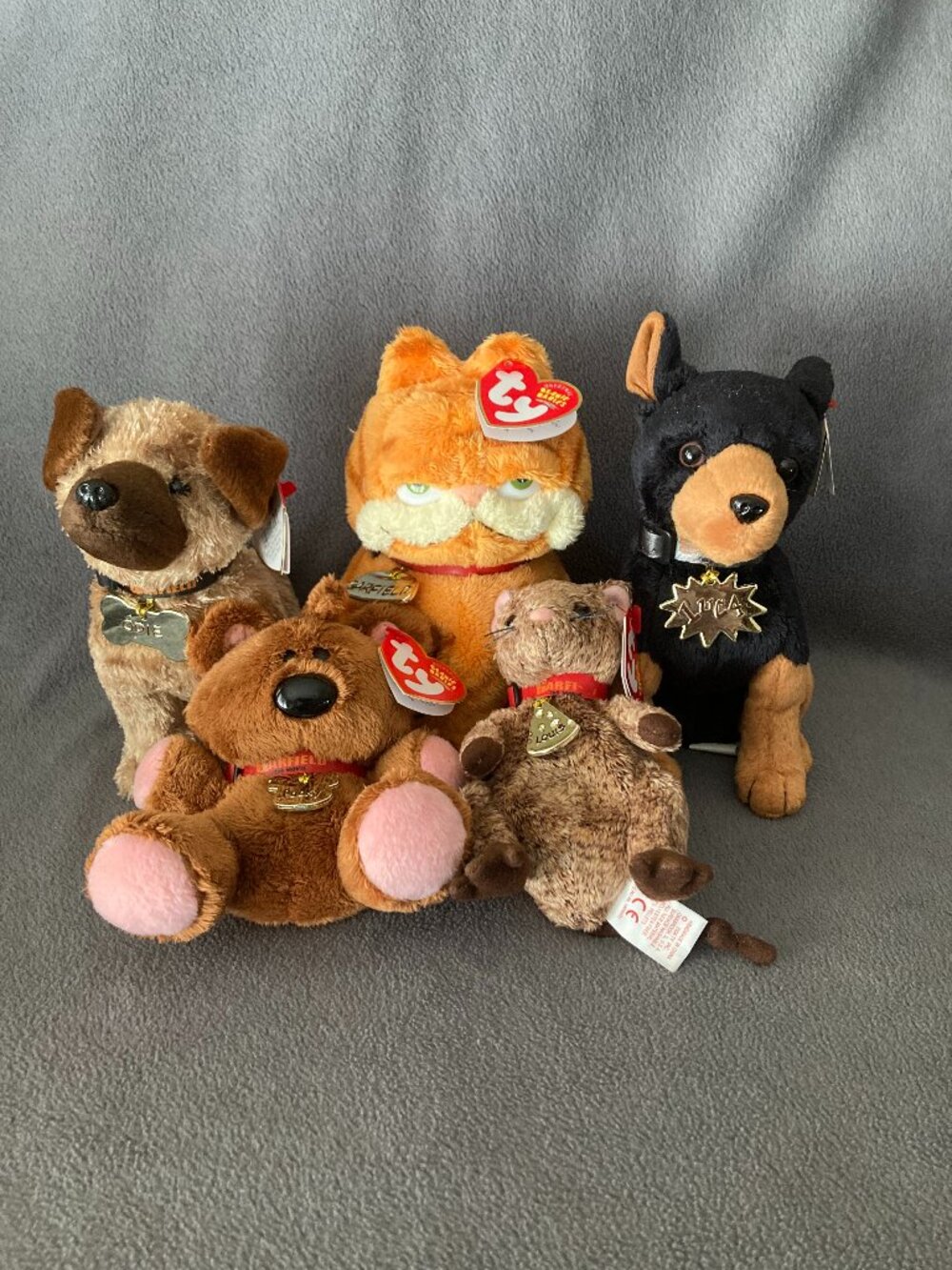 Garfield The Movie Ty Beanie Babies Lot of 5 Luca, Odie, Pooky, Louis